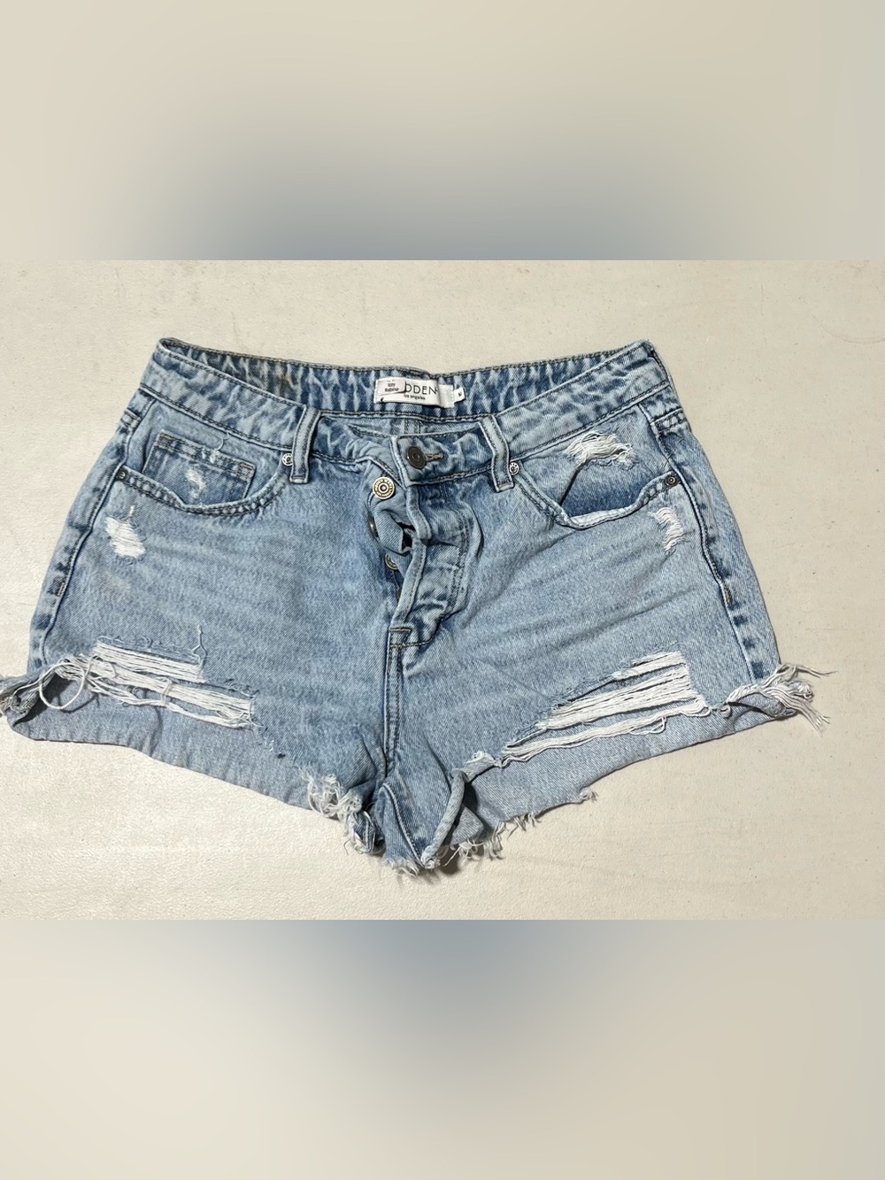 Light Blue Distressed Denim Shorts